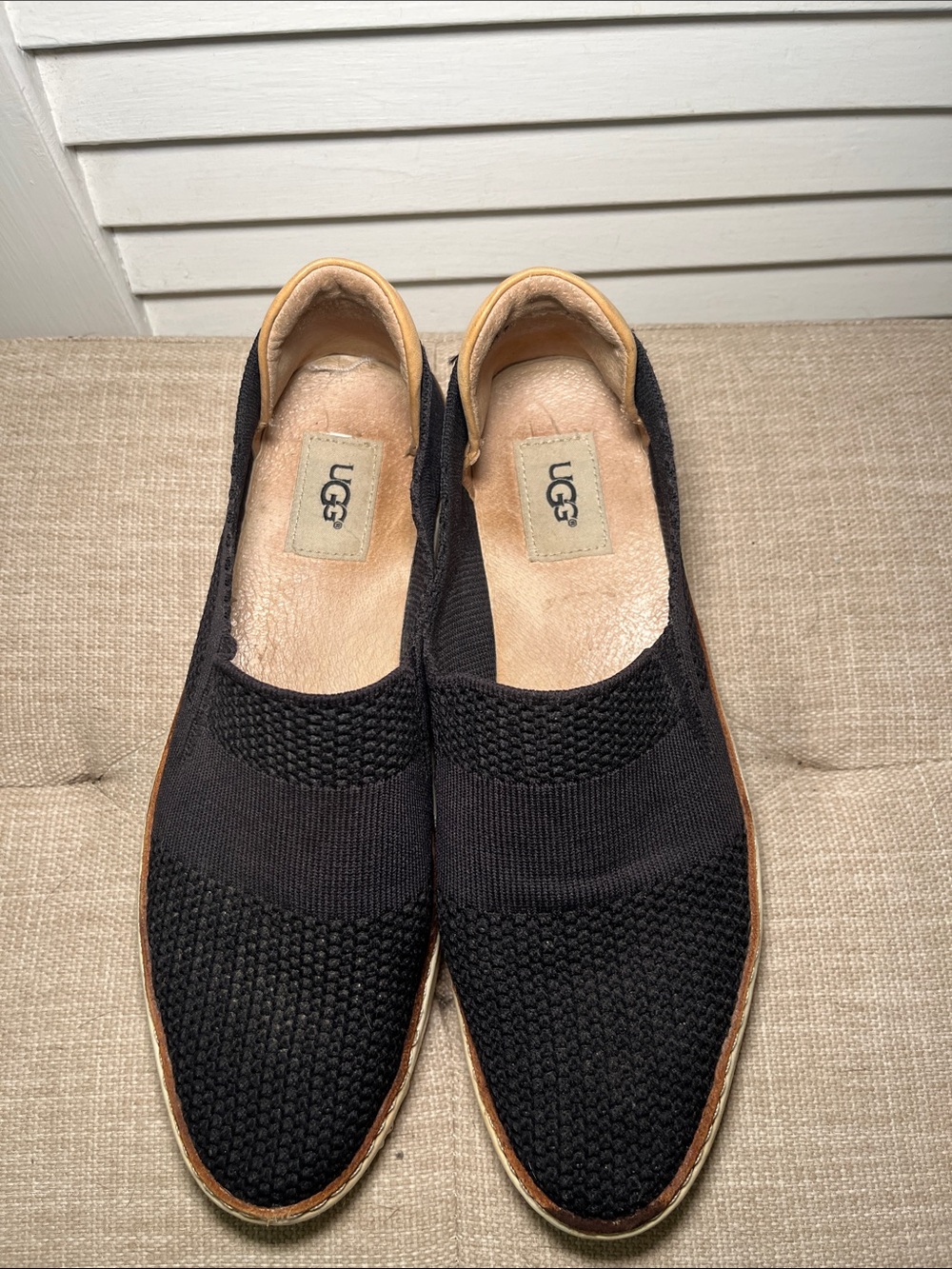 UGG Alameda Sammy  Black Knit Slip-On Loafers